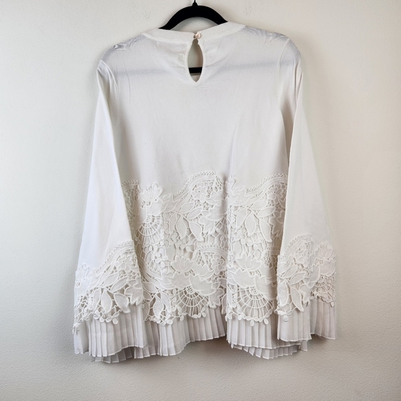Boston Proper embroidered sweater Top Size Medium off white NWOT - Picture 6 of 8